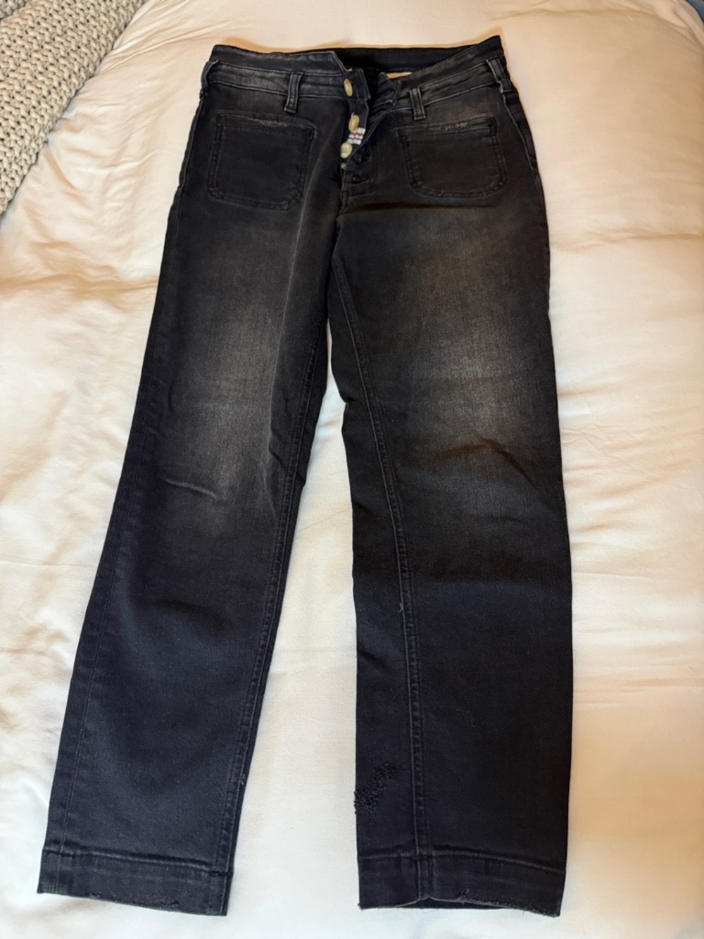 Pilcro and the Letterpress Women's Washed Black Straight-Leg Jeans